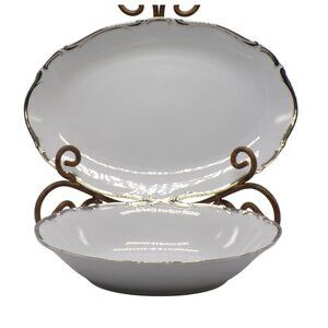 Harmony House 3656 Starlight 14"Oval Serving Platter & 11" Serving Bowl Set VGC
